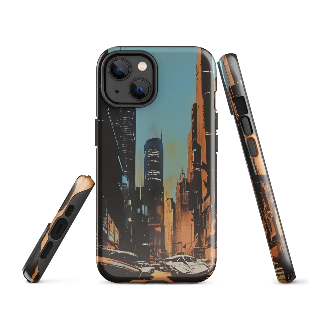 Futuristic Cityscape in Blue and Orange