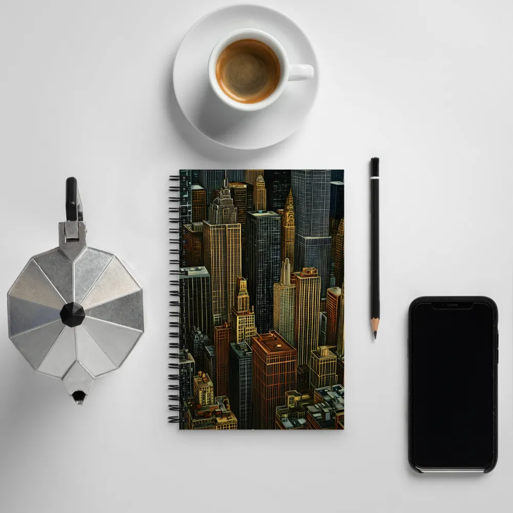 Urban Elegance: A Golden Cityscape | Spiral Notebook