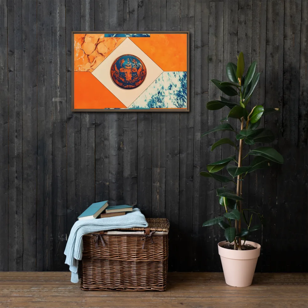 Harmonious Encounters: Abstract Geometry | Canvas with Brown Frame | 20″×30″
