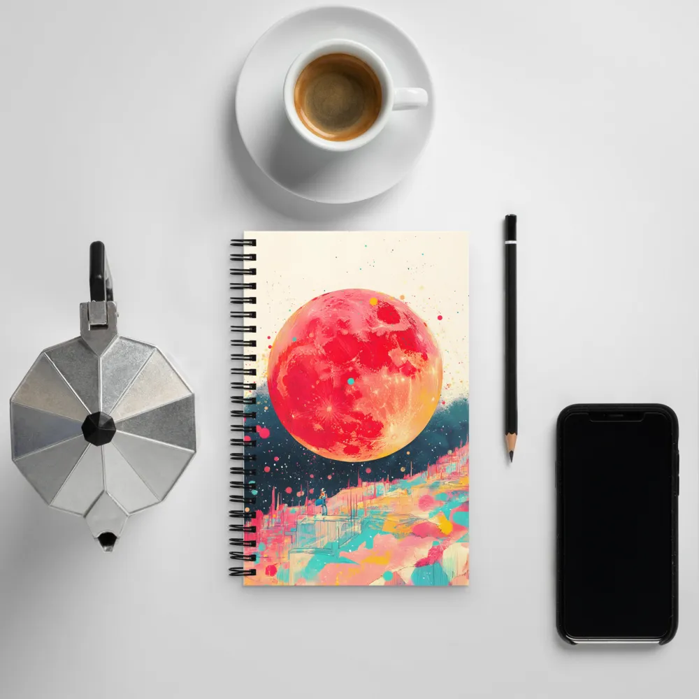 Crimson Dreams: A Lunar Exploration | Spiral Notebook