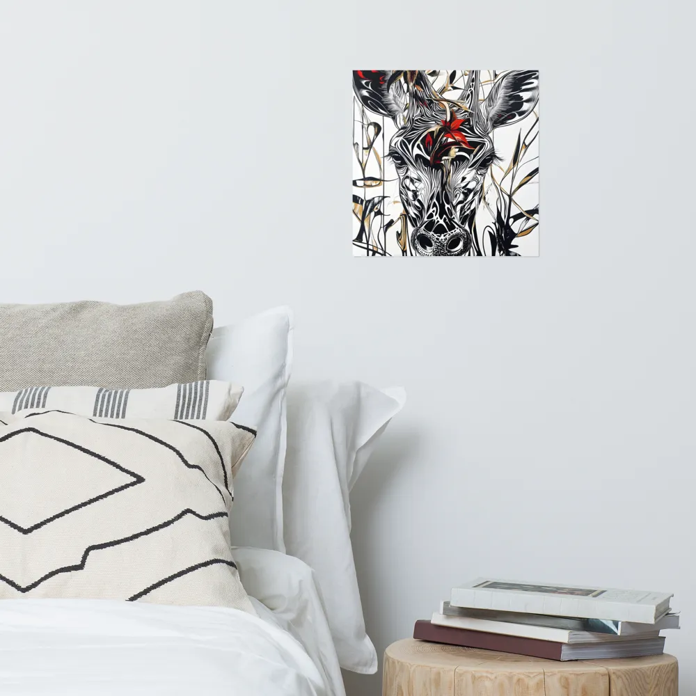Floral Elegance: The Giraffe's Portrait | Poster | 14″×14″