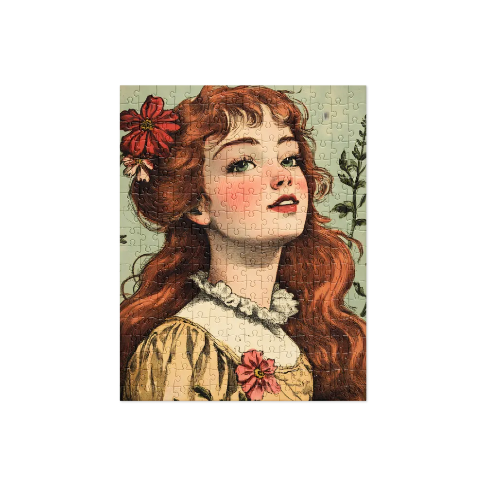 Whimsical Portrait of a Flower-Adorned Girl | Jigsaw Puzzle | 252/520 pieces