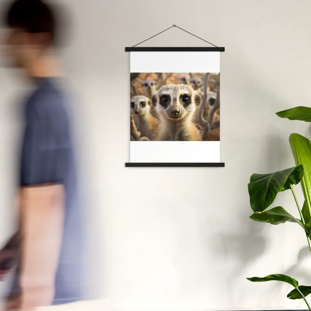 Curious Meerkats in Community | Poster With Black Wood Hanger | 18″×24″