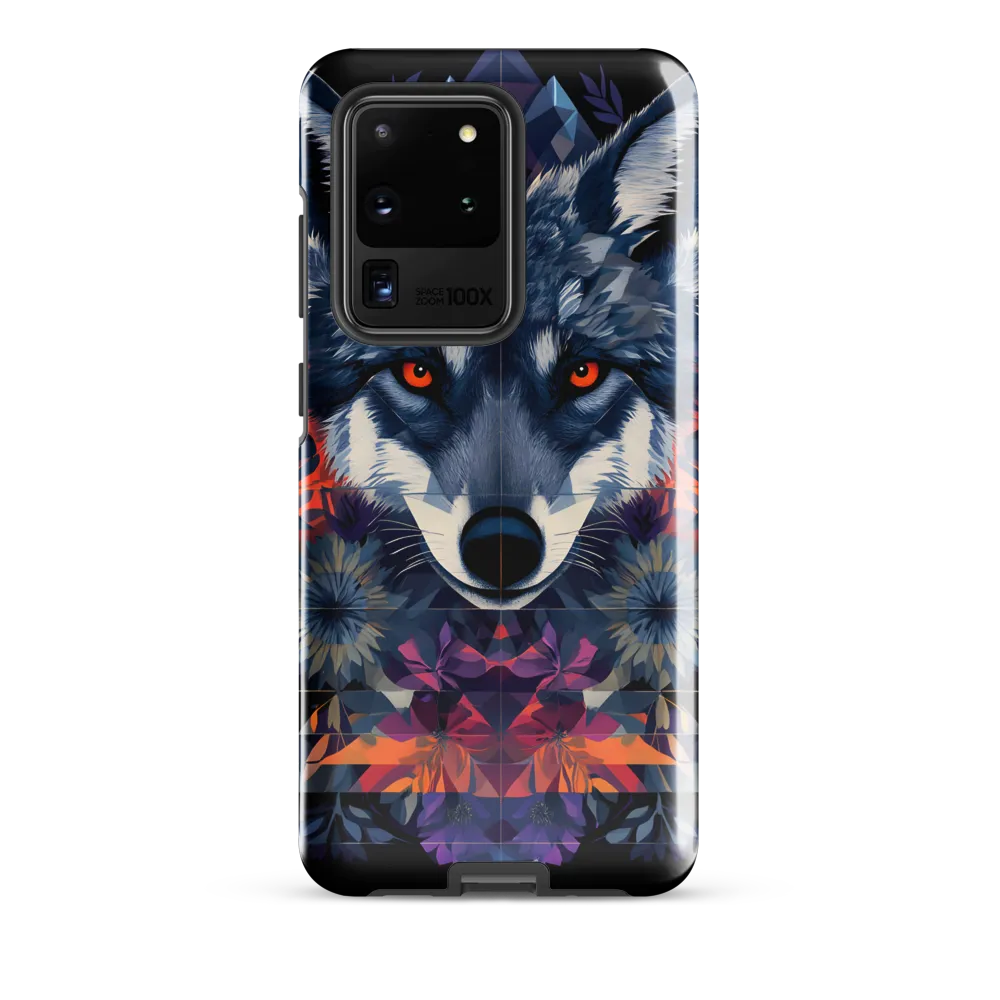 Mystical Wolf Amidst Floral Geometry