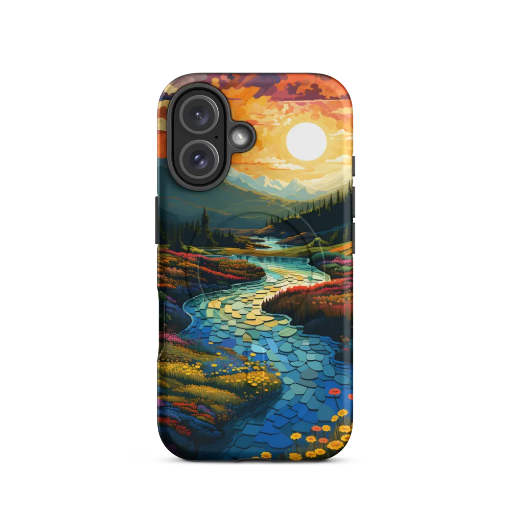 Serenity in Sunset: A Winding River's Embrace