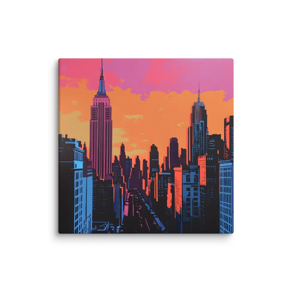 Sunset Over Skyscrapers | Canvas | 28″×28″