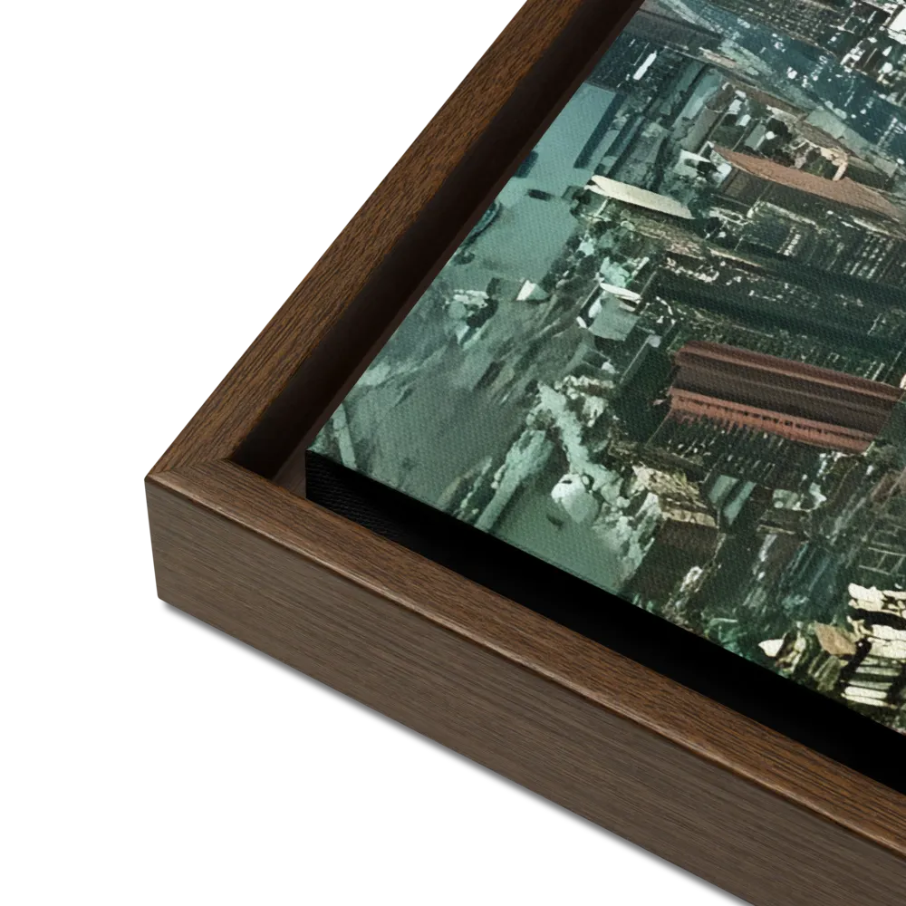 Aerial Symphony of Urban Life | Canvas with Brown Frame | 18″×24″