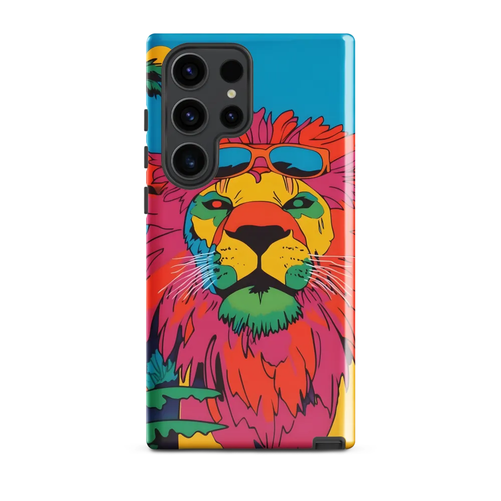 Lion with Sunglasses: A Vibrant Tropical Portrait