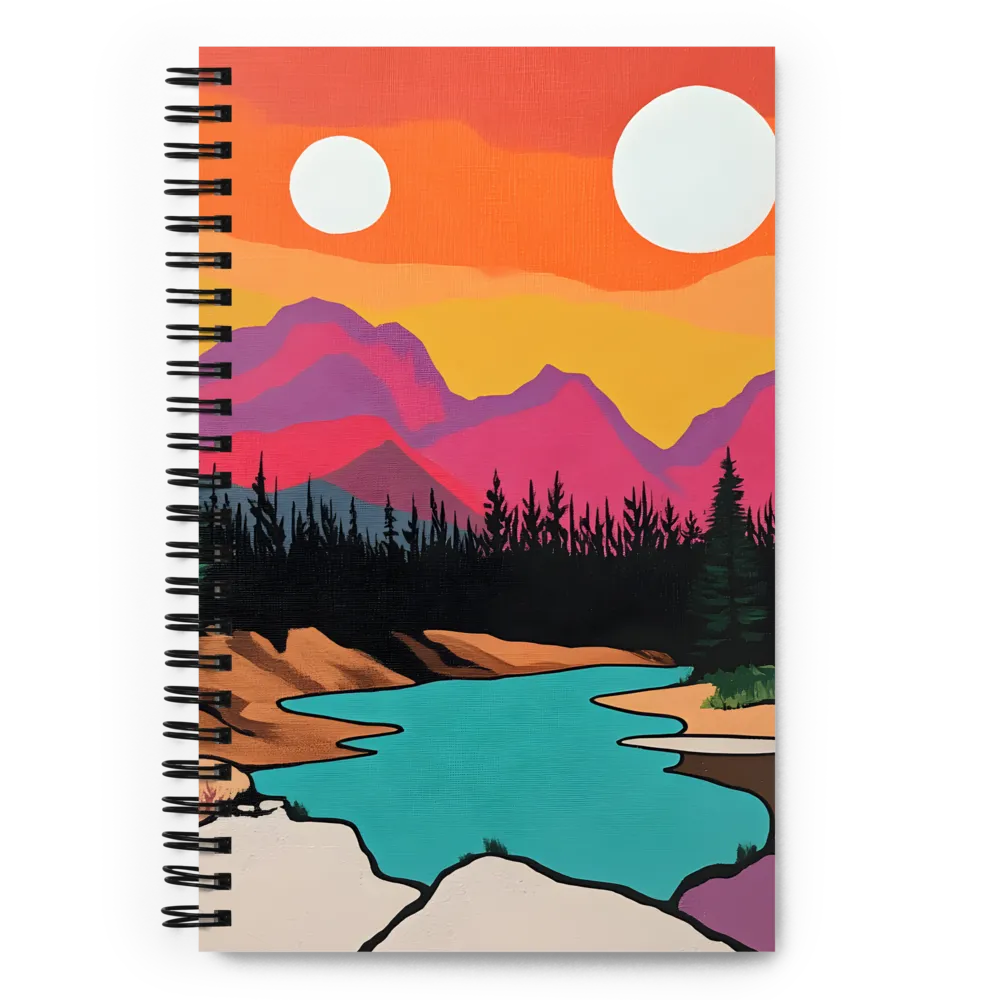 Dual Suns Over Serene Waters | Spiral Notebook