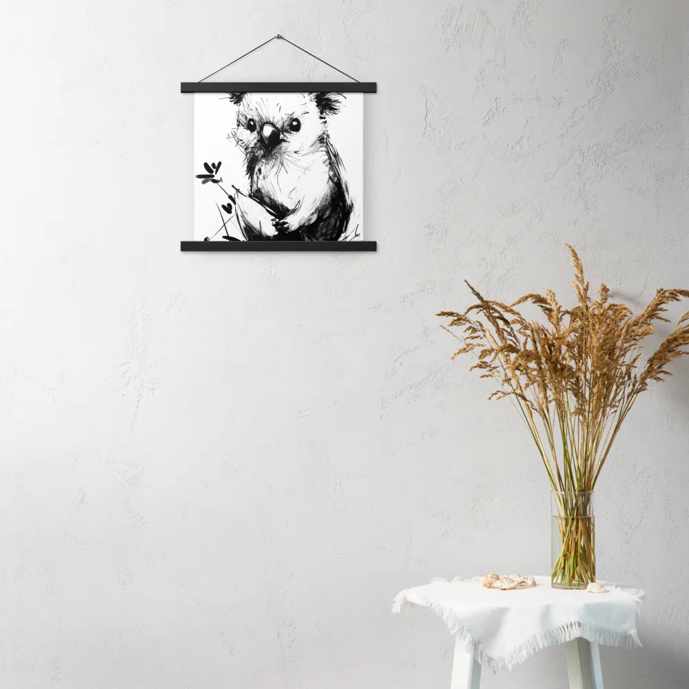 Whimsical Koala in Ink | Poster With Black Wood Hanger | 14″×14″