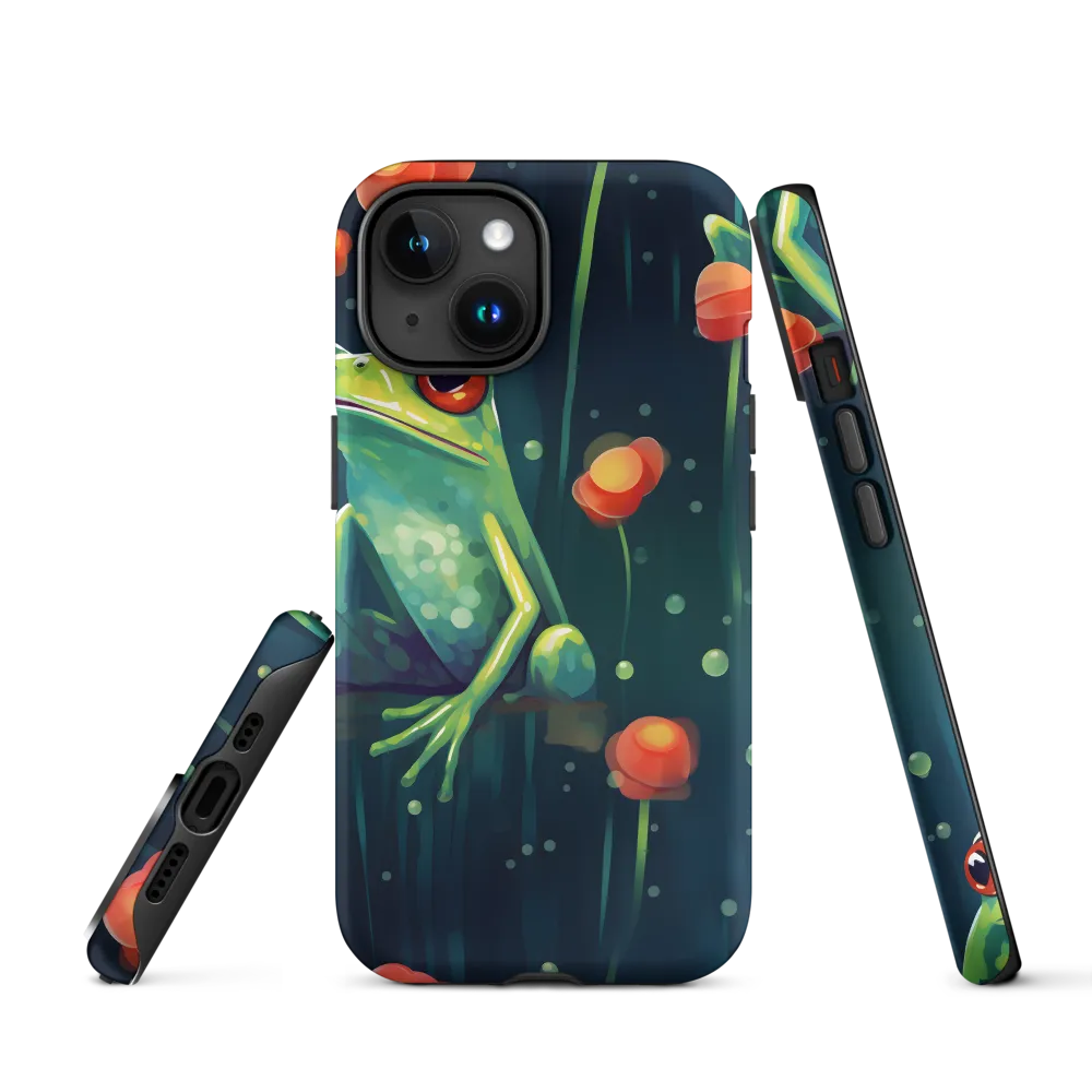 Playful Frogs in a Lush Pond | Phone Case |  15 | Tough Case | Matte