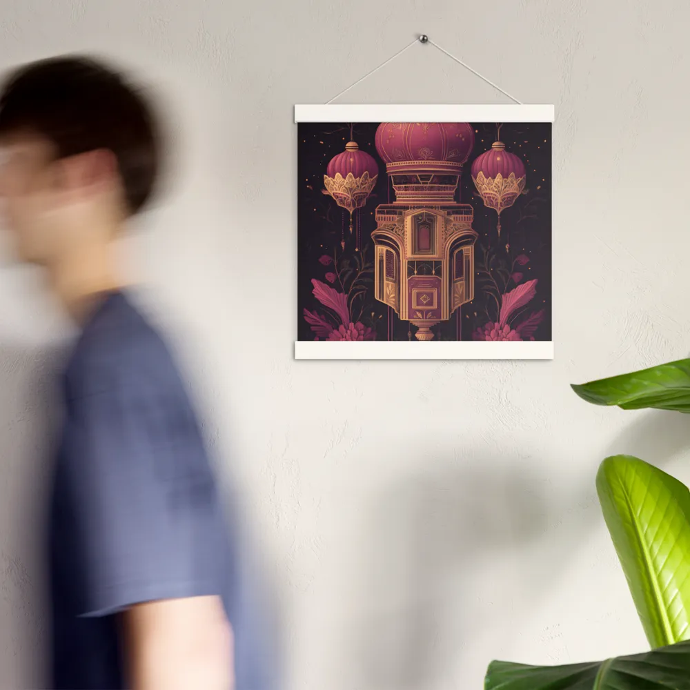 Ornate Harmony: A Digital Floral Architecture | Poster With White Wood Hanger | 12″×12″