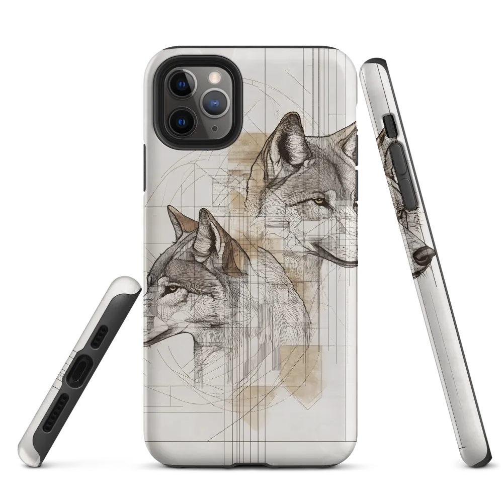 Geometric Harmony: The Essence of Wolves | Phone Case |  11 Pro Max | Tough Case | Matte