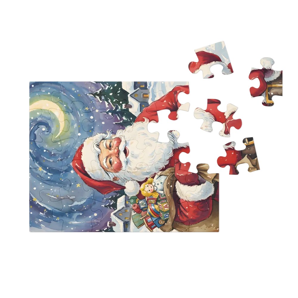 Santa's Starry Night 
 Jigsaw Puzzle in Tin Box