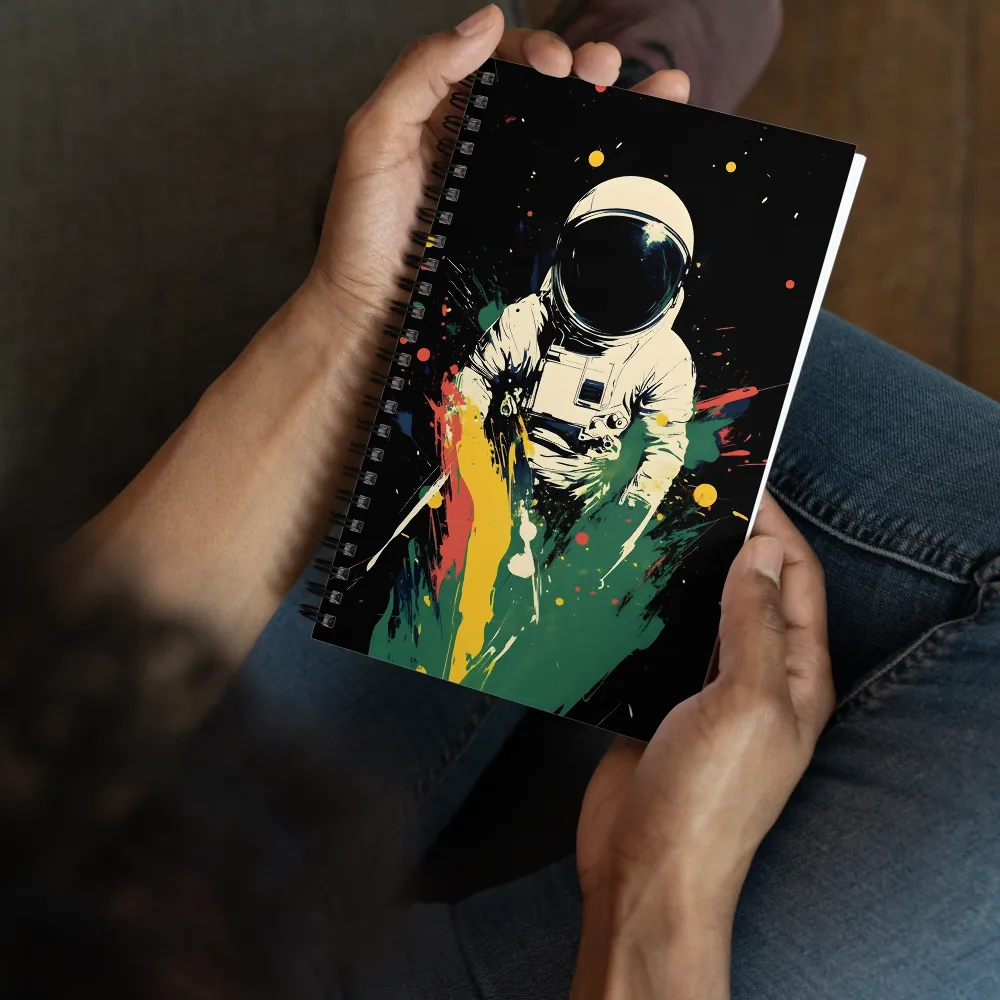 Cosmic Splash: The Astronaut's Journey | Spiral Notebook