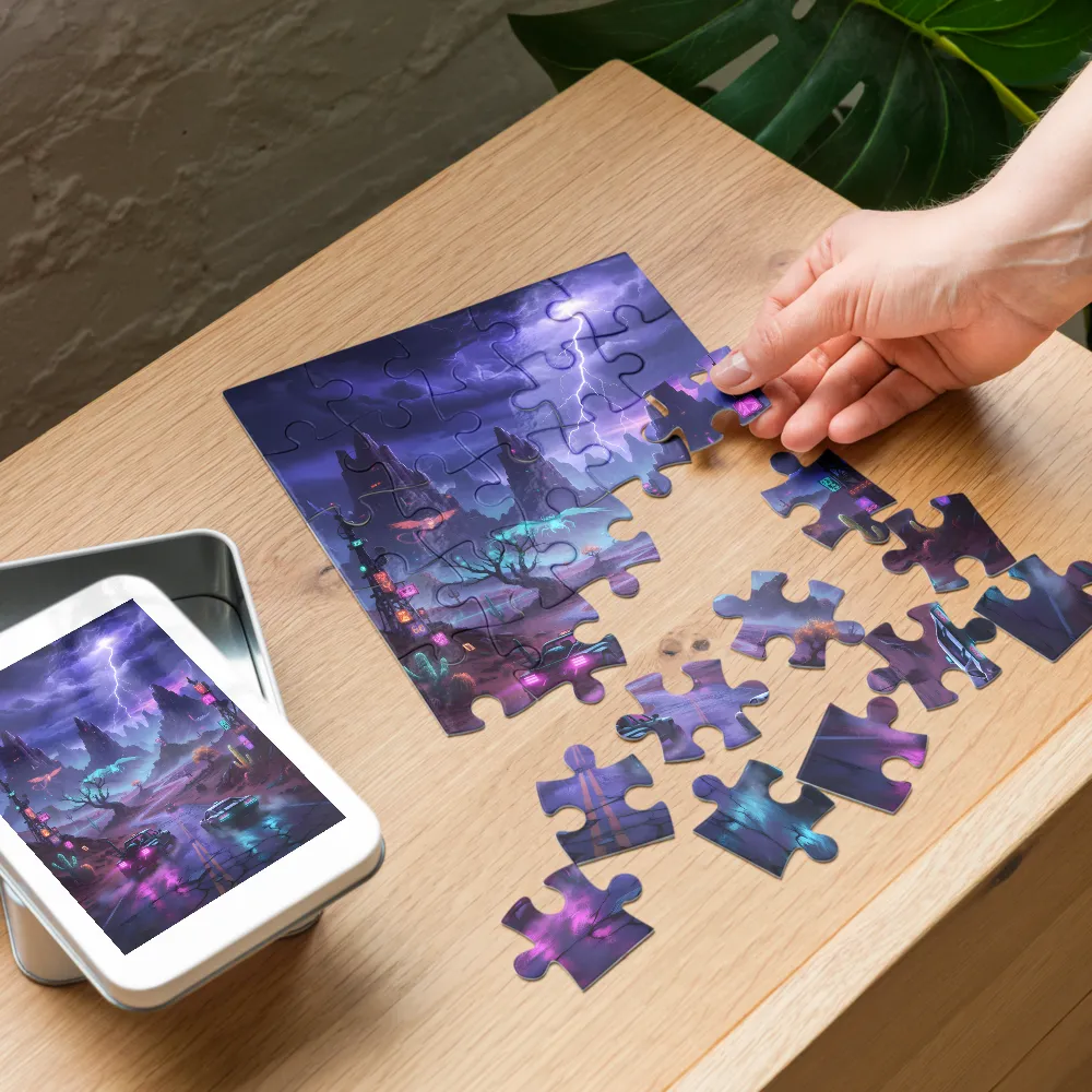 Neon Desert Highway 
 Jigsaw Puzzle in Tin Box