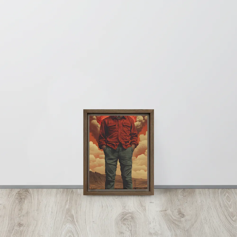 Defiant Spirit in a Surreal Landscape | Canvas with Brown Frame | 8″×10″