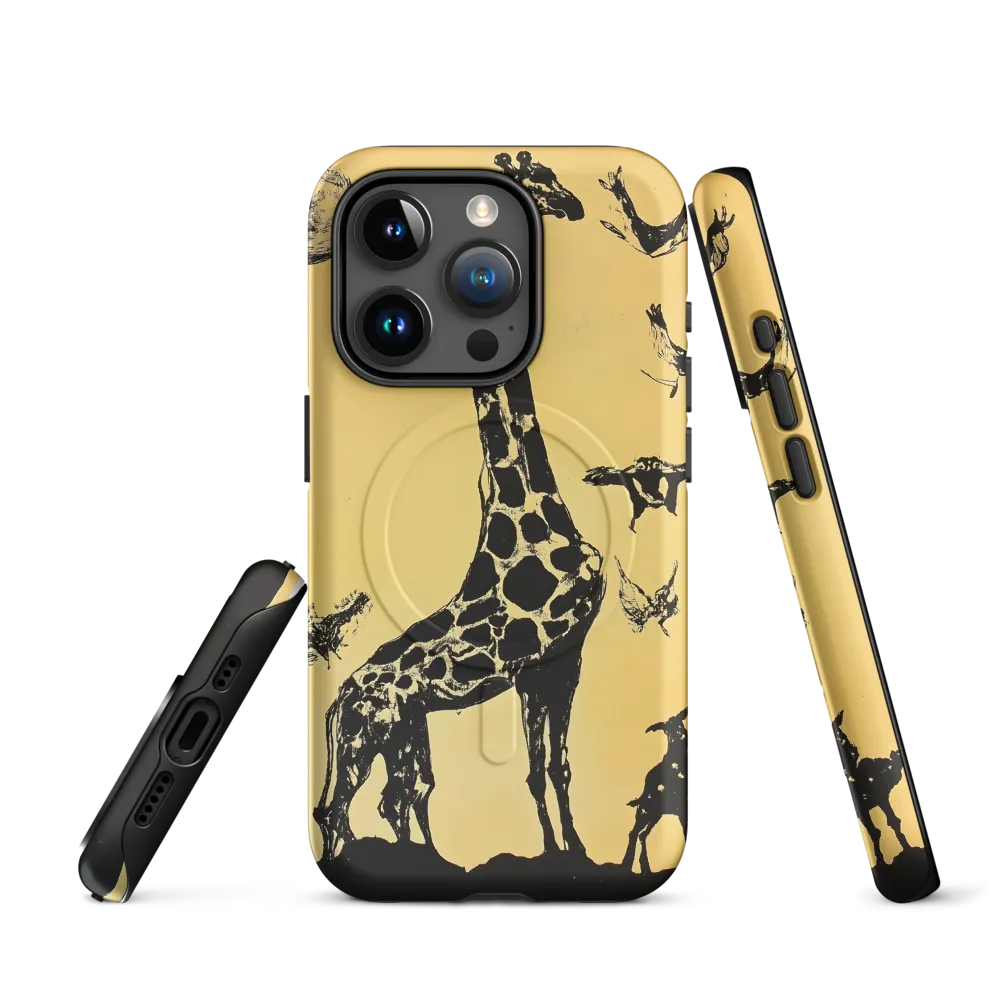 Whimsical Harmony of Giraffe and Birds
