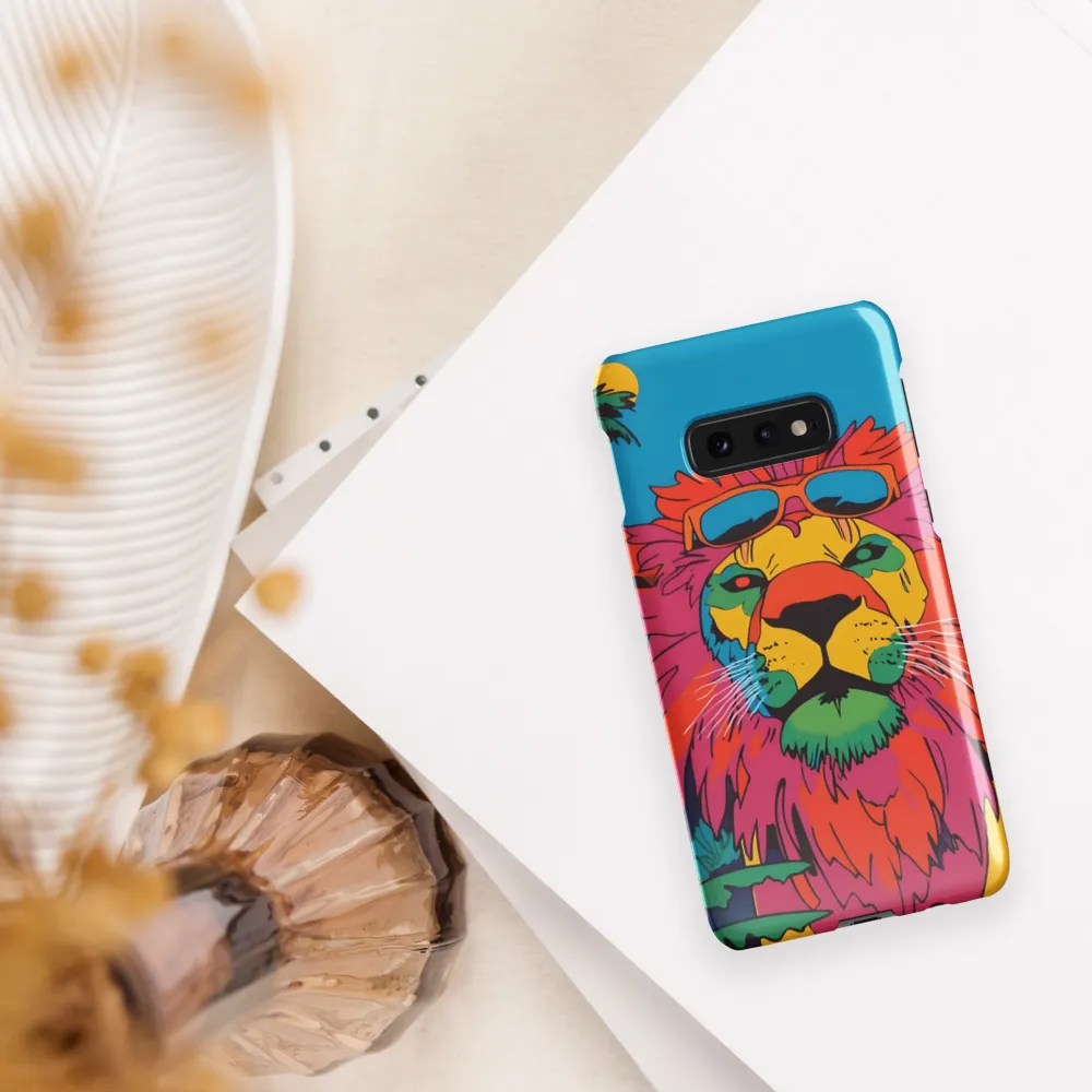 Lion with Sunglasses: A Vibrant Tropical Portrait