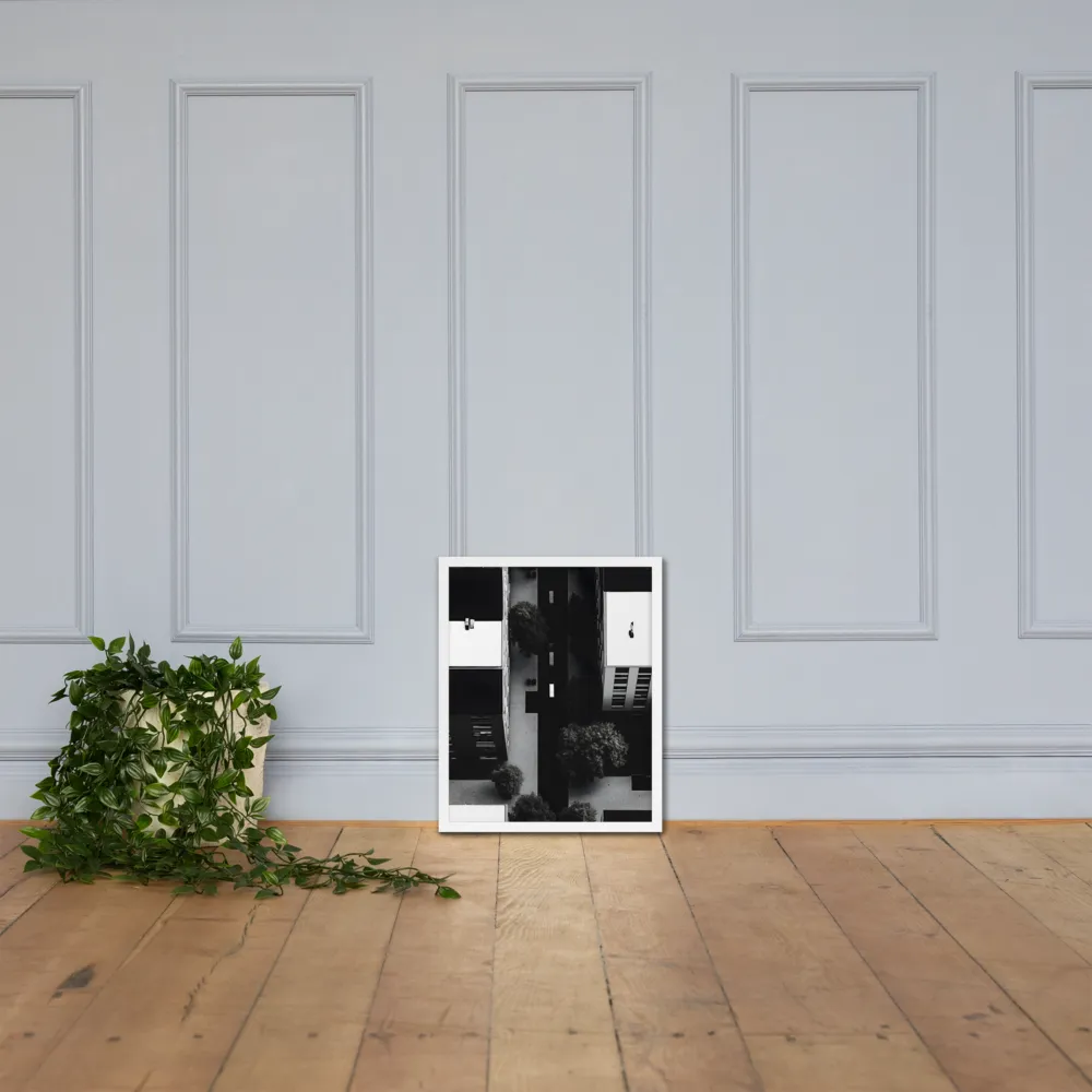 Urban Serenity from Above | Poster with White Frame | 16″×20″