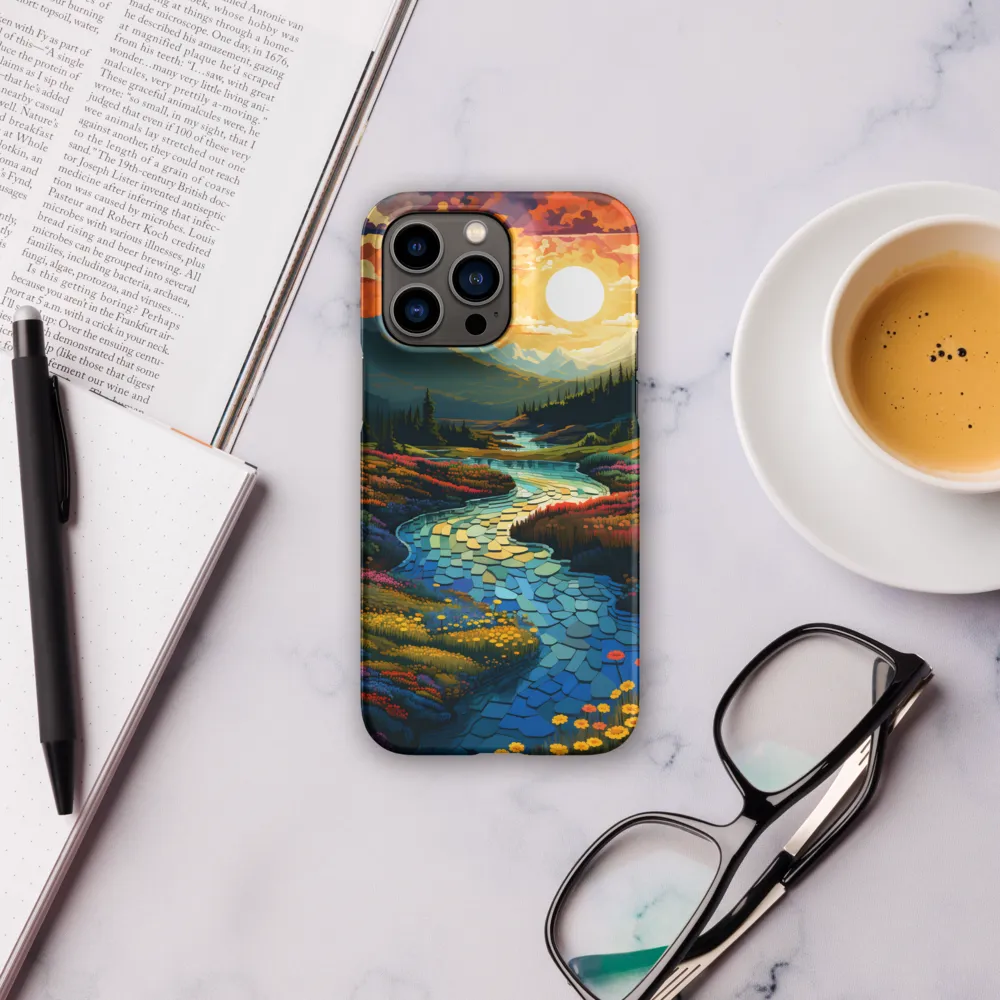 Serenity in Sunset: A Winding River's Embrace | Phone Case |  14 Pro Max | Snap Case | Matte