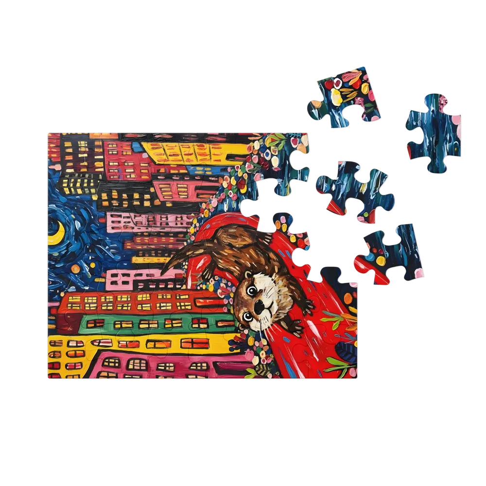 Starry Night Otter 
 Jigsaw Puzzle in Tin Box