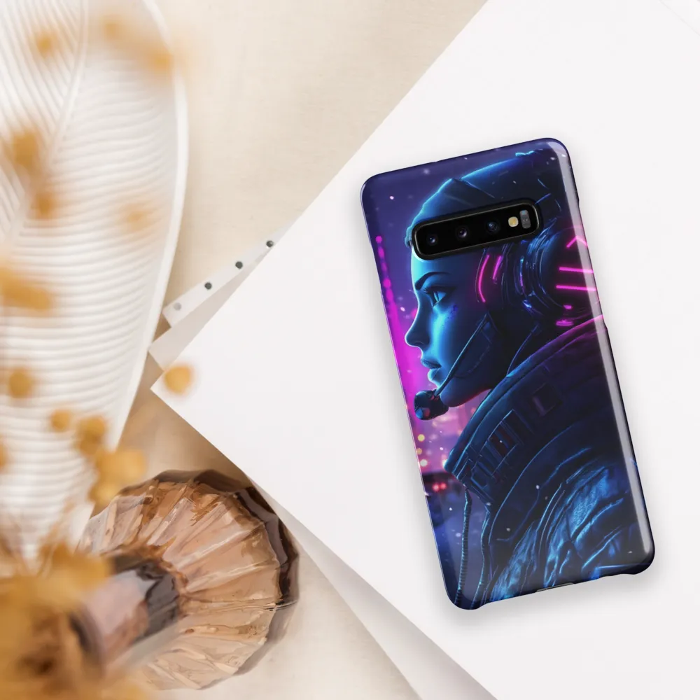 Dystopian Elegance: Cyberpunk Figure in Neon | Phone Case |  S10 Plus | Snap Case | Glossy