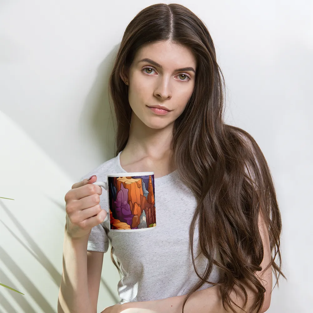 Vibrant Rockscape: A Digital Odyssey | Mug with White inside | 11 oz