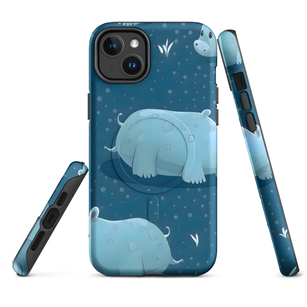 Whimsical Hippo Play | Phone Case |  14 Plus | MagSafe® Tough Case | Matte