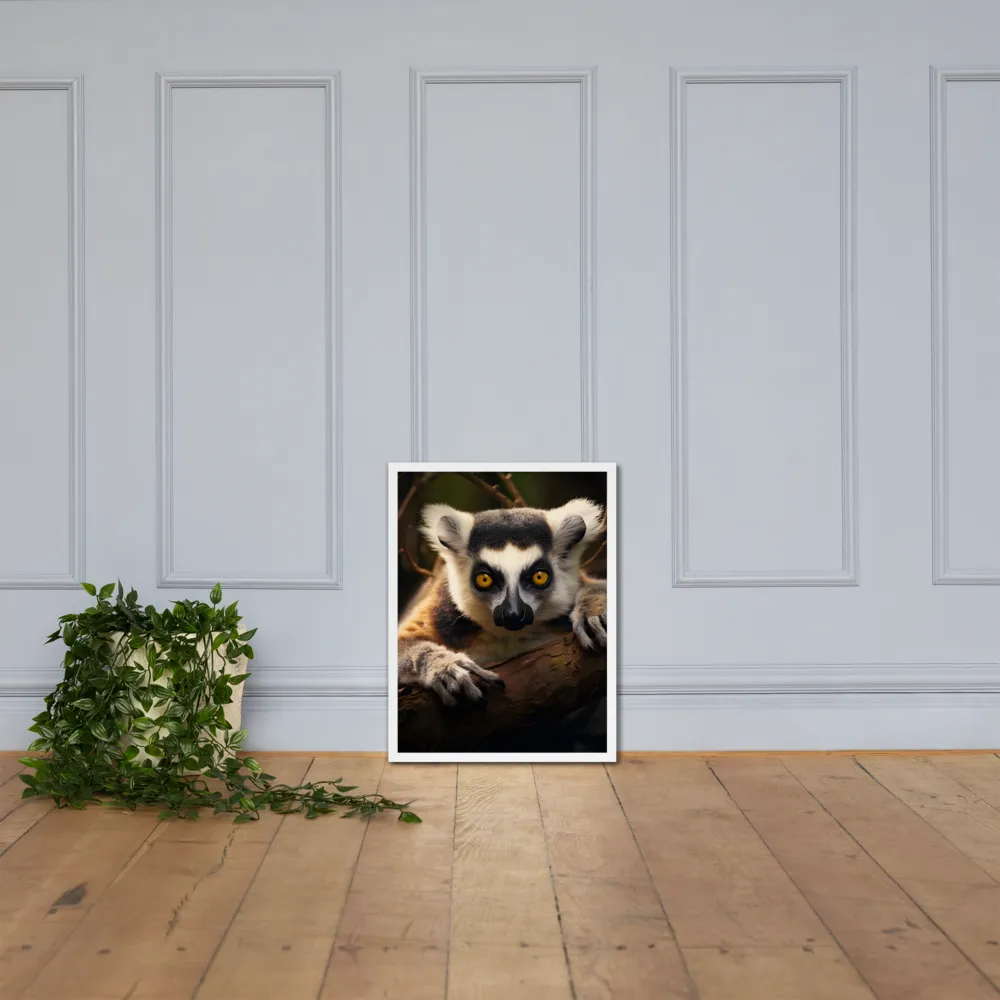 The Watchful Lemur | Poster with White Frame | 18″×24″