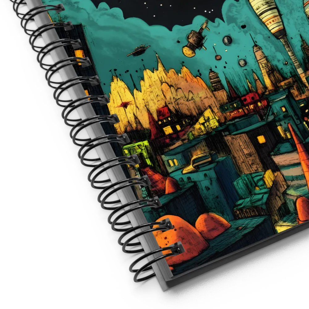 Galactic Cityscape: A Journey Through Imagination | Spiral Notebook