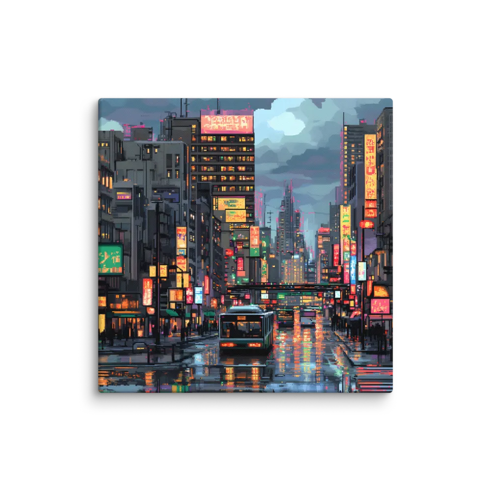 Neon Dreams: A Pixelated Urban Night