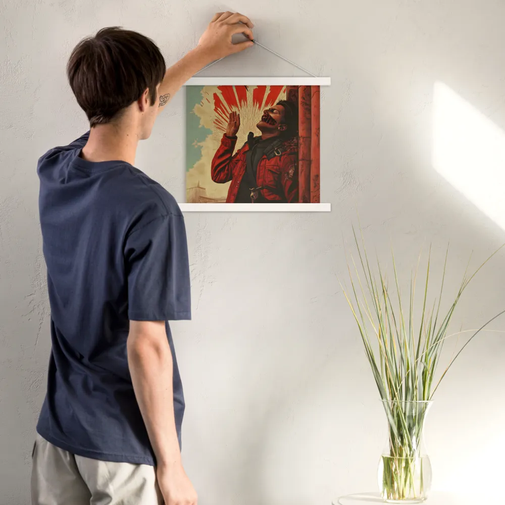 Defiant Echoes of Ruin | Poster With White Wood Hanger | 14″×14″