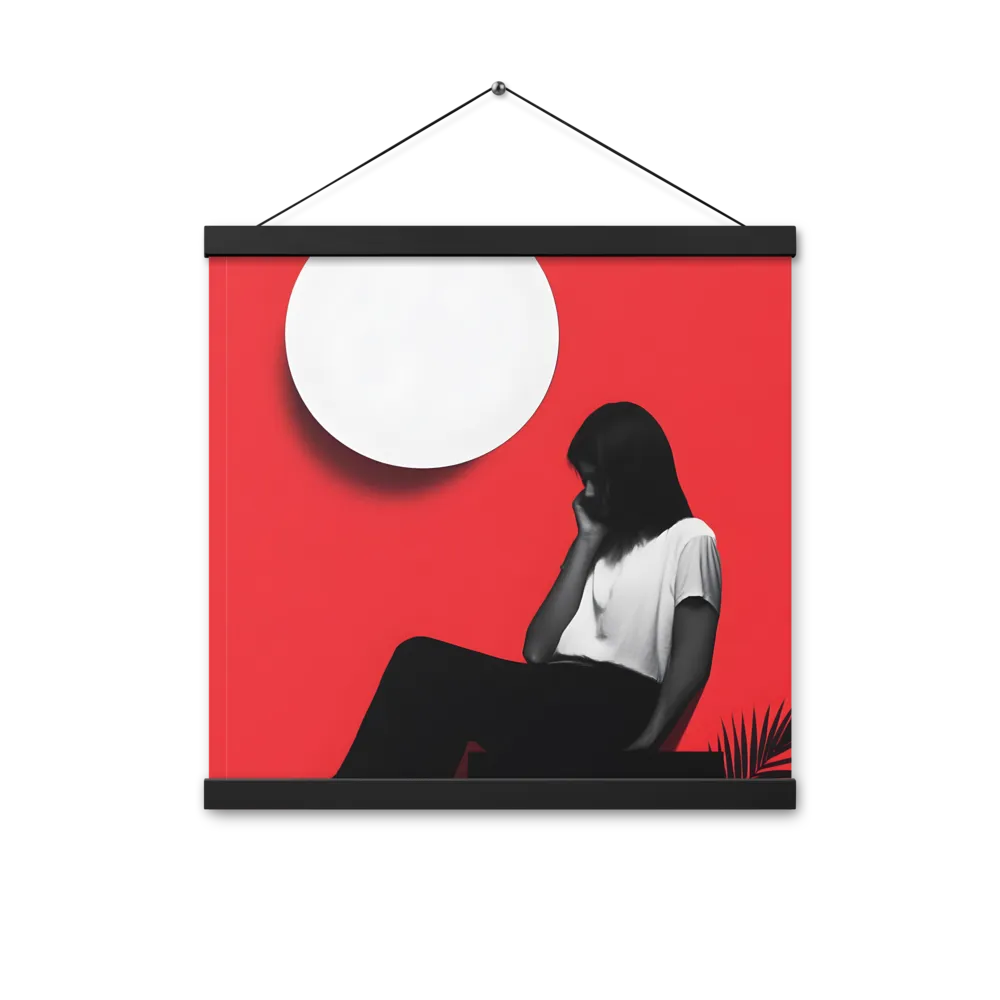 Contemplation in Red | Poster With Black Wood Hanger | 16″×16″