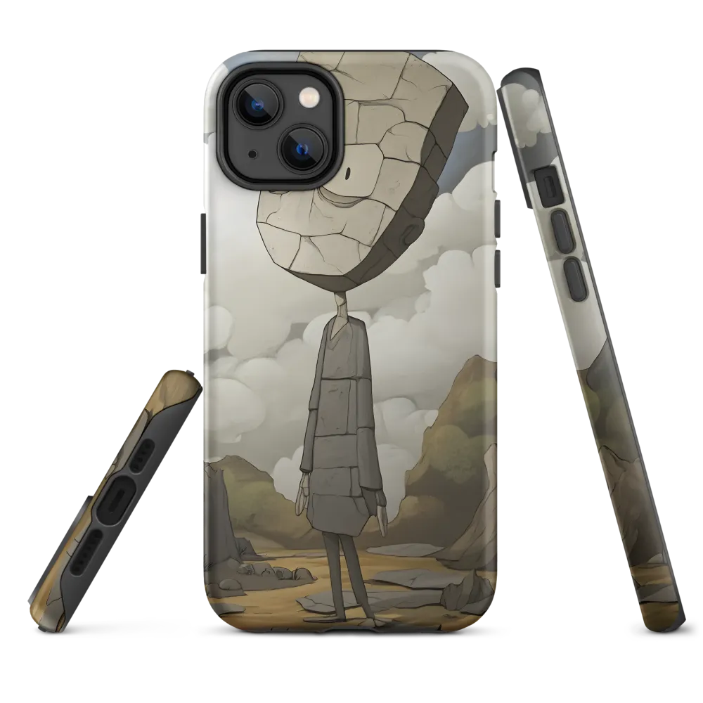Whimsical Stone Figure in a Rocky Landscape | Phone Case |  14 Plus | Tough Case | Matte
