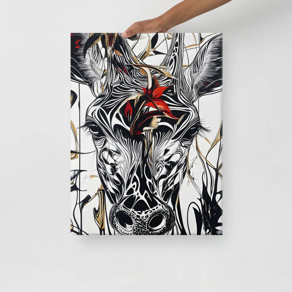 Floral Elegance: The Giraffe's Portrait | Canvas | 18″×24″