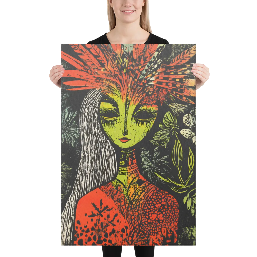 Mystical Flora: A Surreal Portrait | Canvas | 24″×36″