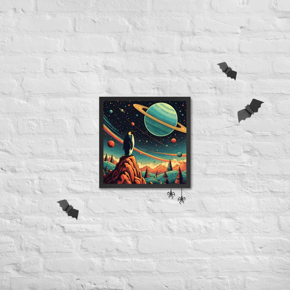 Cosmic Penguin 
 Poster with Black Frame | 16″x 16″