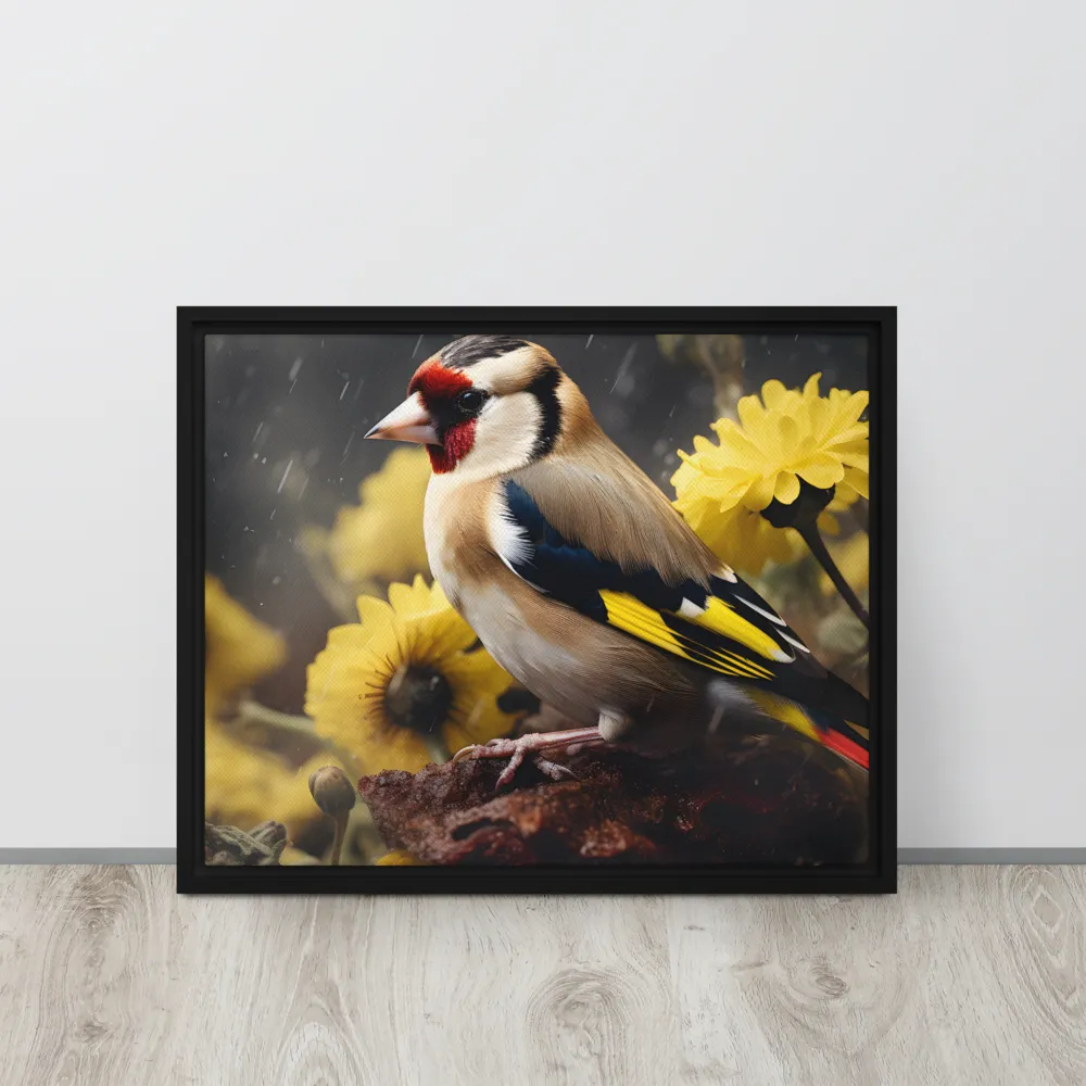Harmony in Nature: A Goldfinch Amidst Blooms