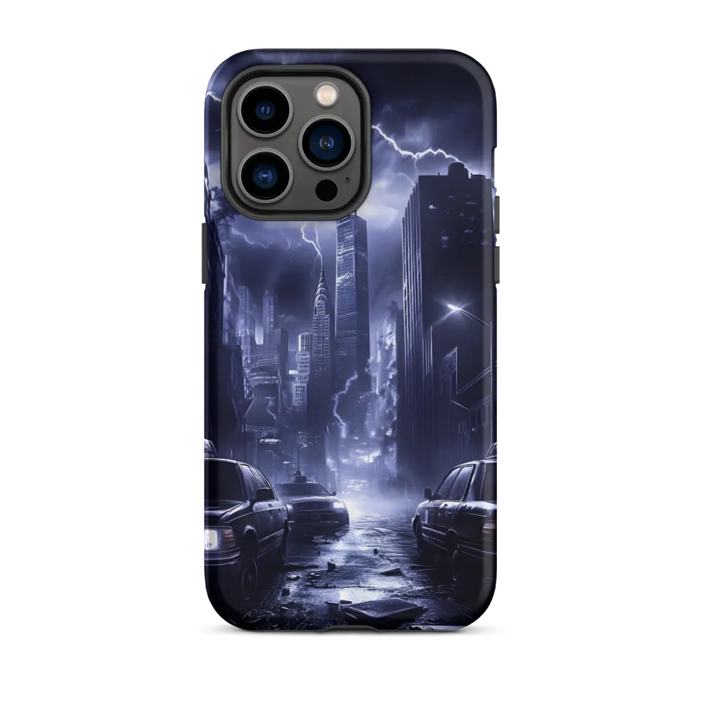 Stormy Cityscape: Shadows of the Night | Phone Case |  14 Pro Max | Tough Case | Matte