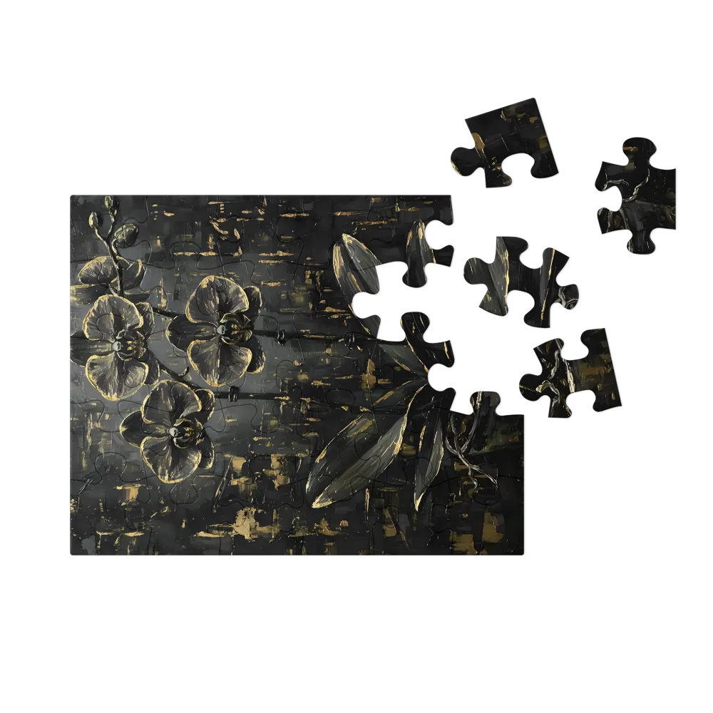 Gilded Orchid 
 Jigsaw Puzzle in Tin Box