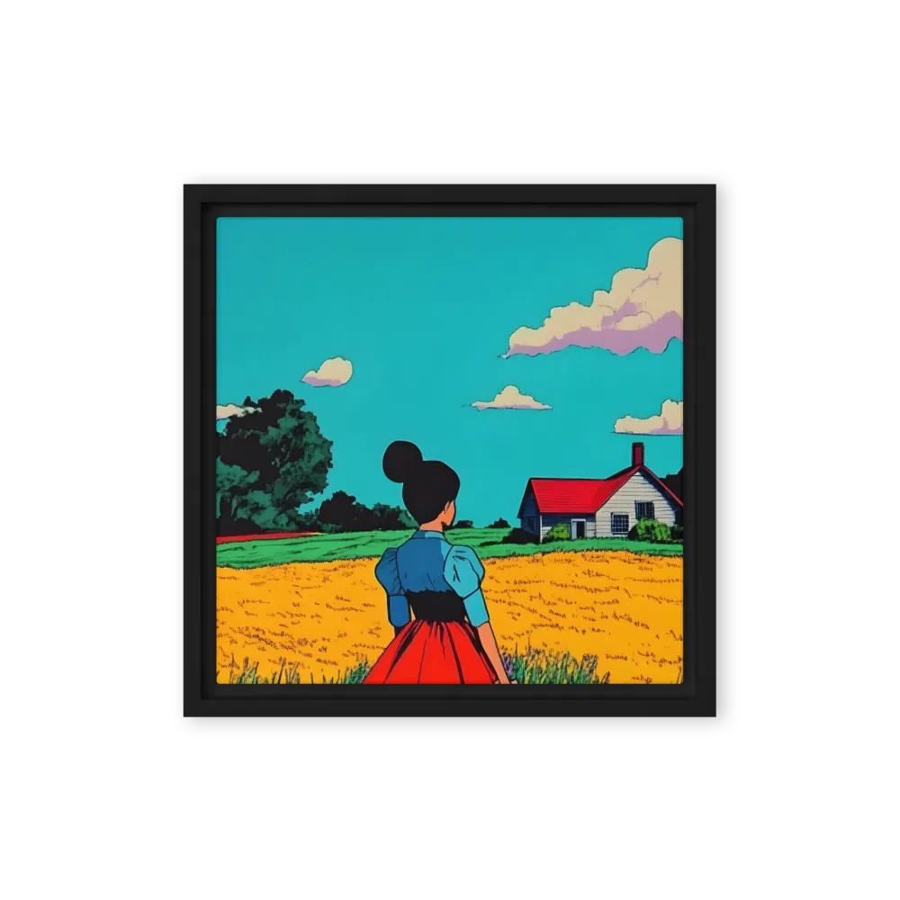 Whispers of a Sunlit Meadow | Canvas with Black Frame | 12″×12″