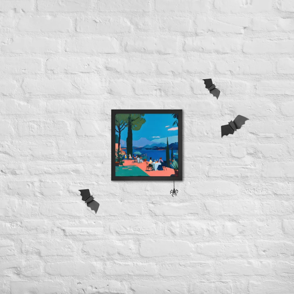 Lakeside Terrace 
 Poster with Black Frame | 12″x 12″