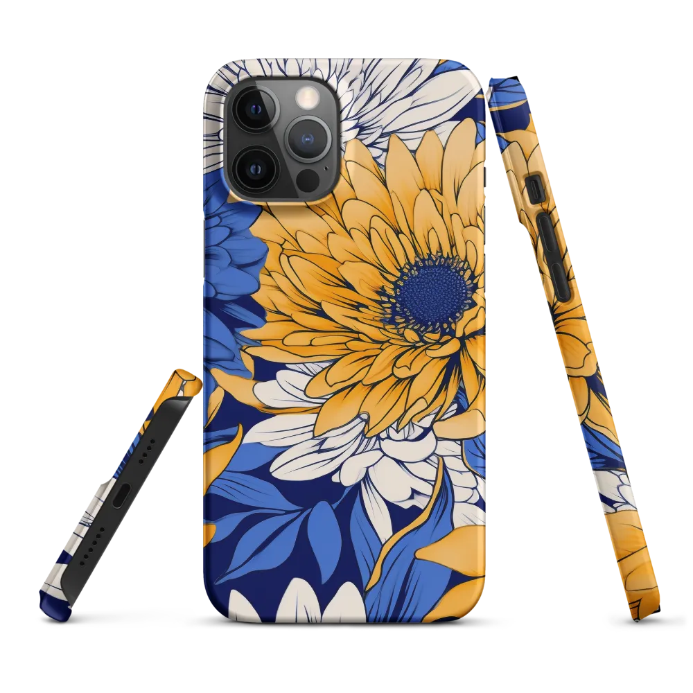 Floral Harmony in Blue and Yellow | Phone Case |  12 Pro Max | Snap Case | Matte