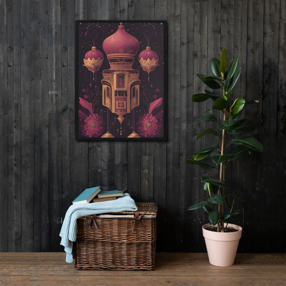 Ornate Harmony: A Digital Floral Architecture | Canvas with Black Frame | 24″×32″
