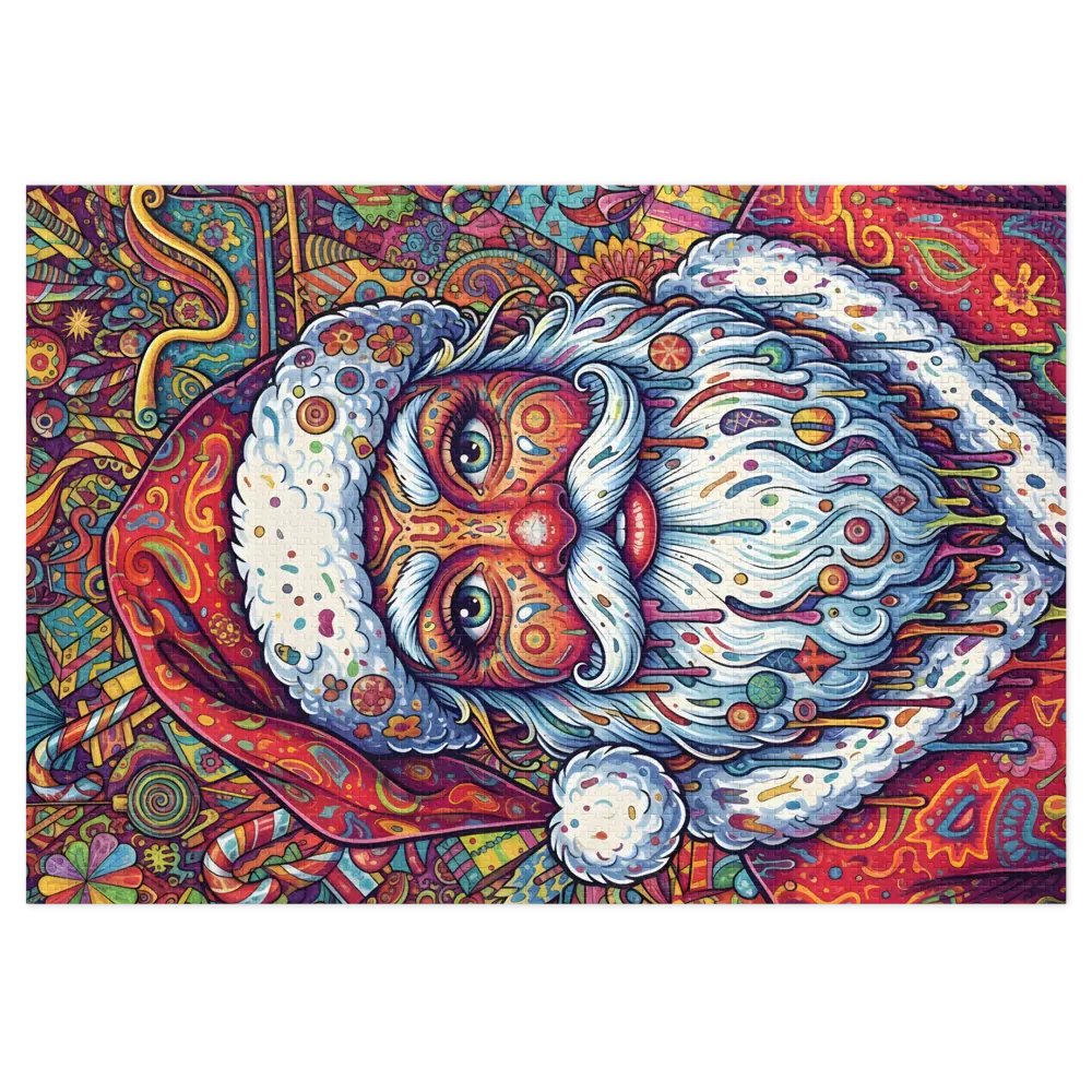 Psychedelic Santa Claus 
 Jigsaw Puzzle in Tin Box