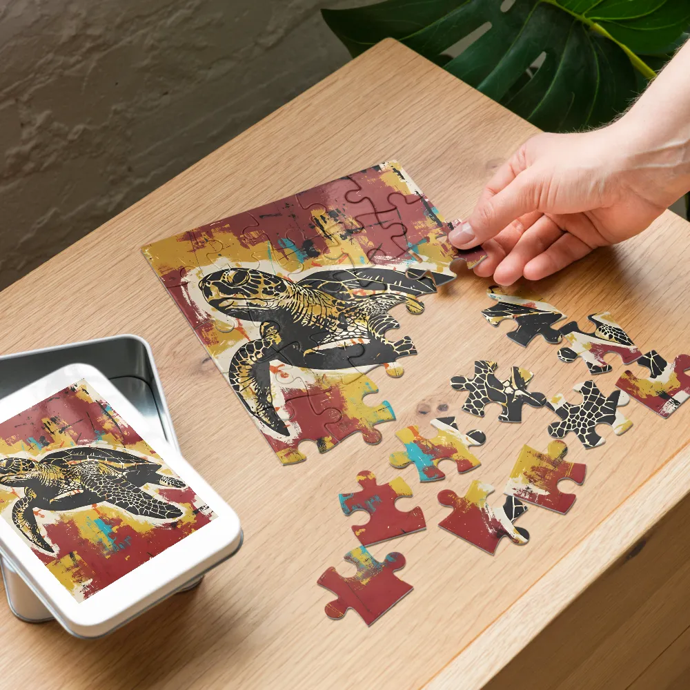 Sea Turtle Screenprint 
 Jigsaw Puzzle in Tin Box