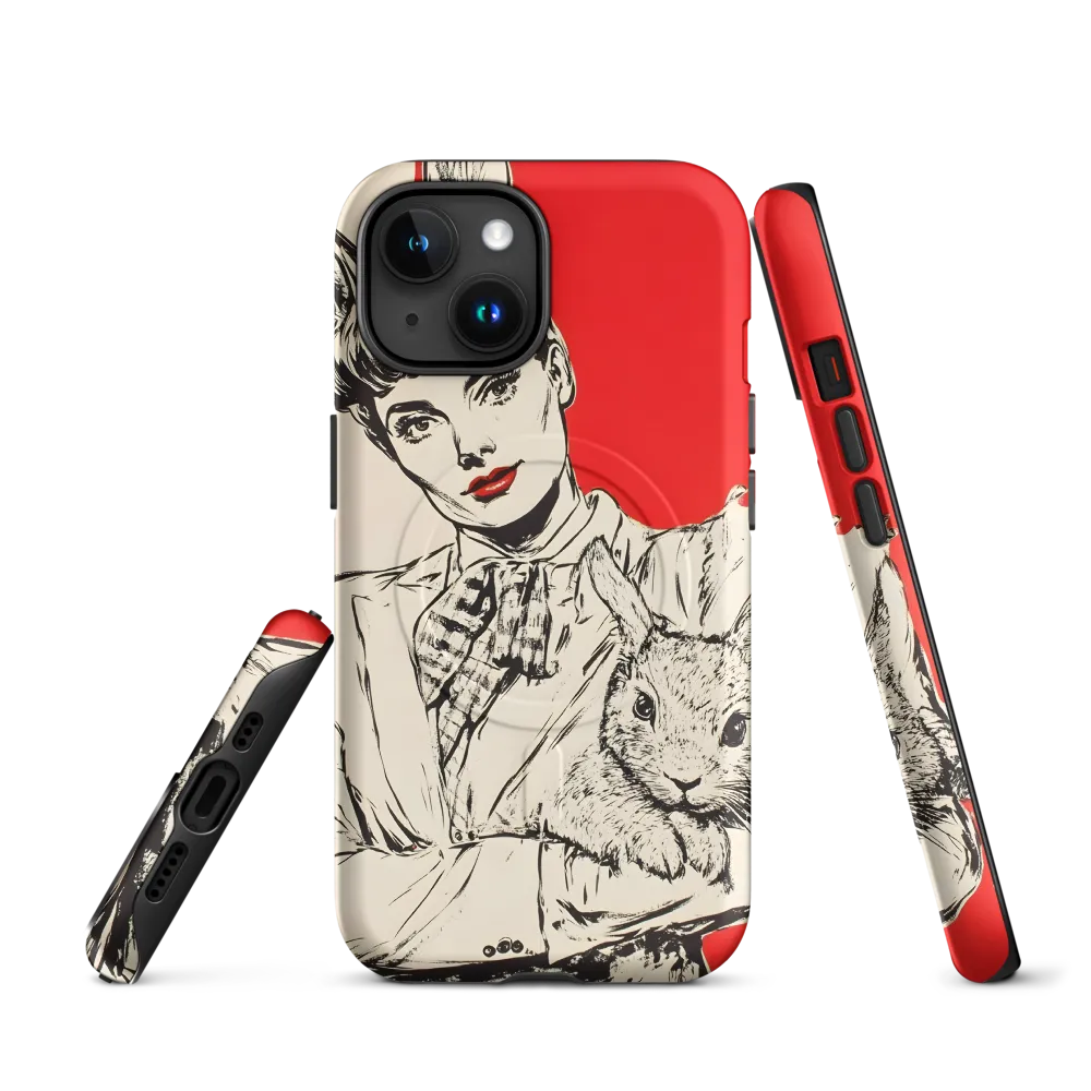 Whimsical Elegance: The Rabbit Lady | Phone Case |  15 | MagSafe® Tough Case | Matte