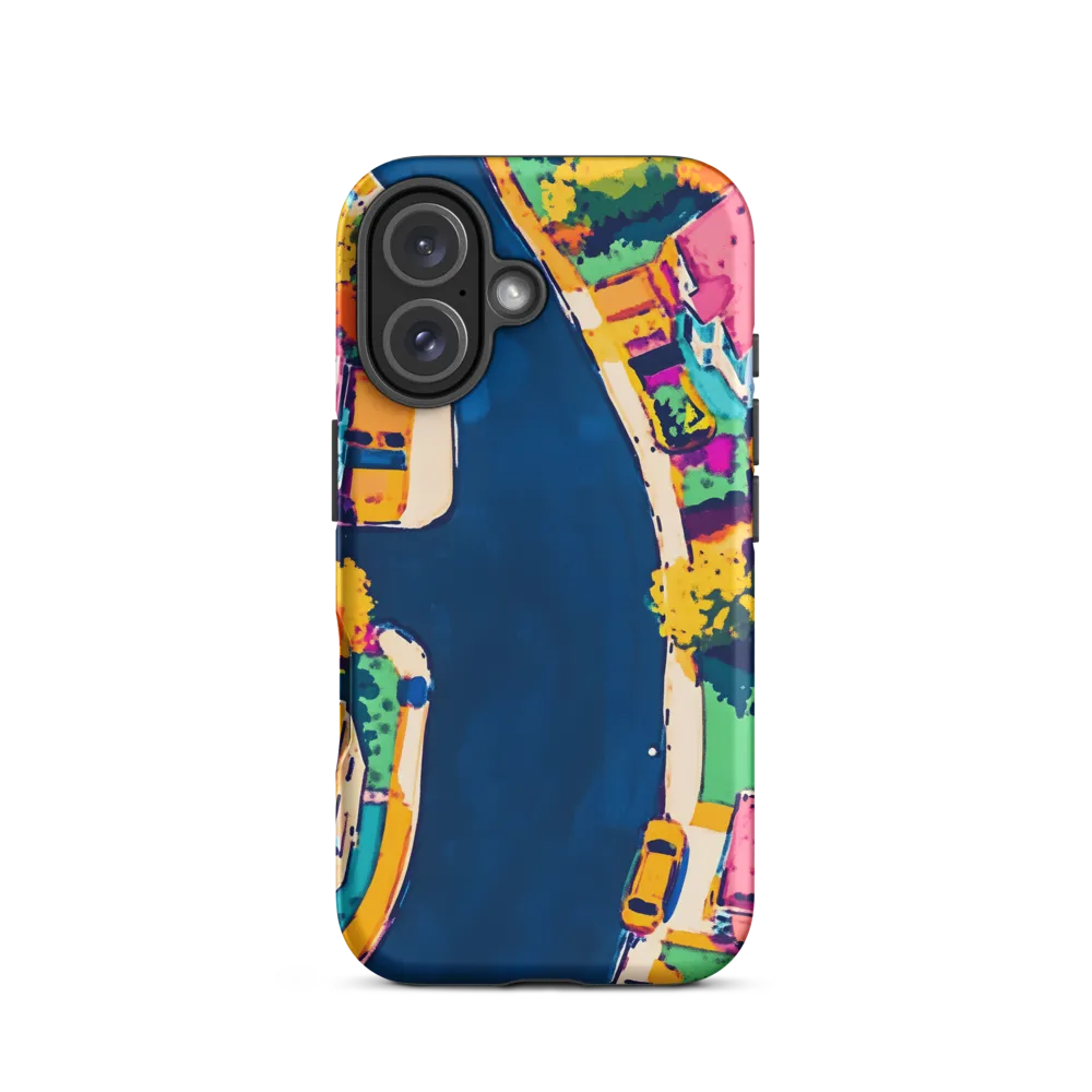 Curved Streets: A Vibrant Suburban Tapestry | Phone Case |  16 | Tough Case | Matte