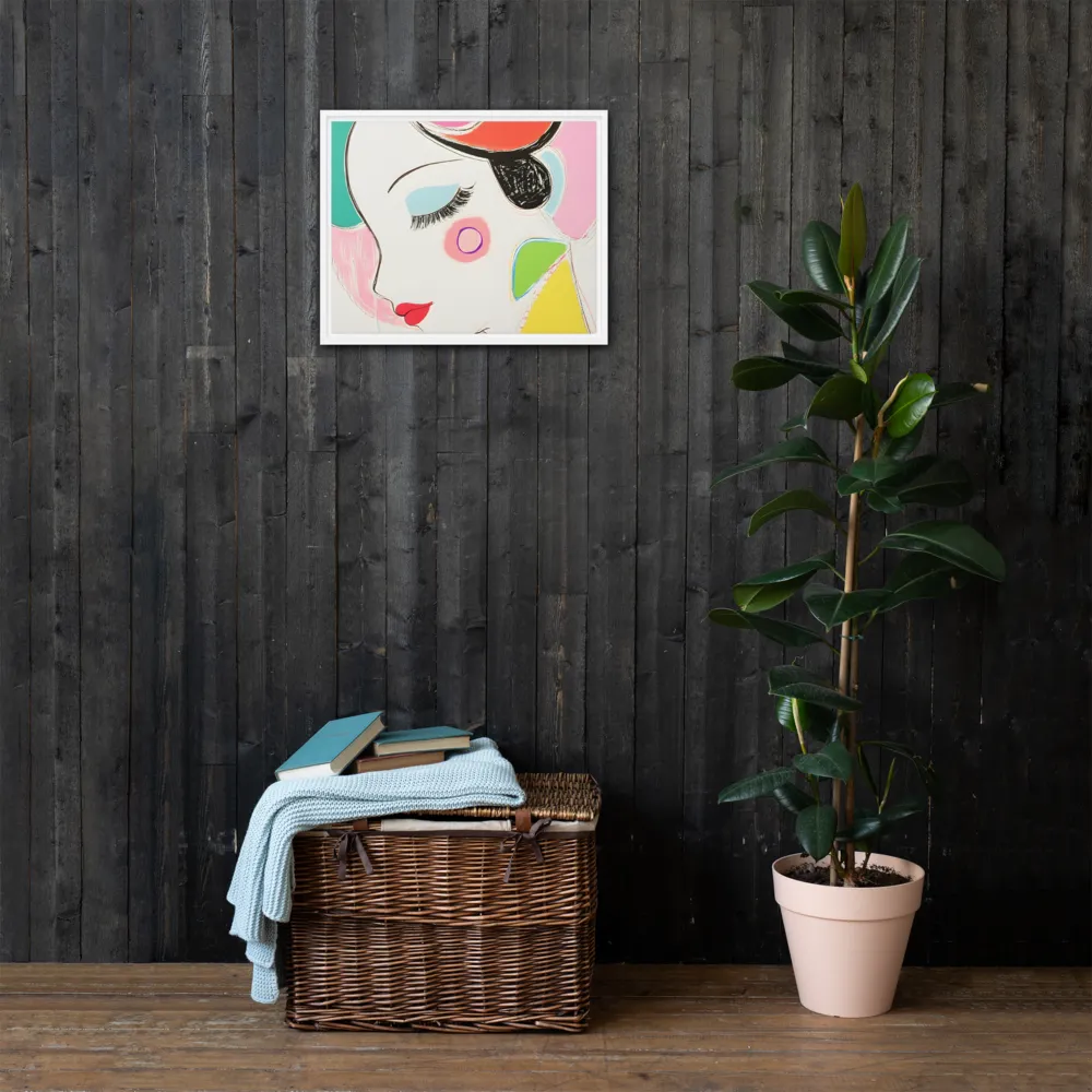 Whimsical Portrait in Colorful Abstraction | Canvas with White Frame | 16″×20″